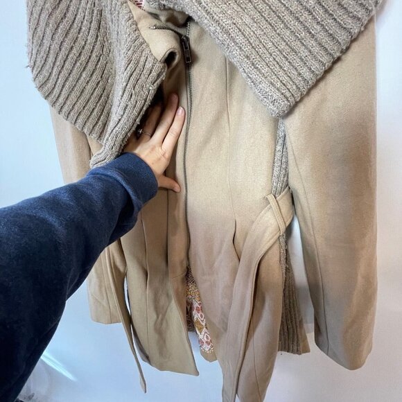 Anthropologie Elevenses Judith Belted Wool Coat Khaki Brown 6 Full Zip Lined - Picture 5 of 11